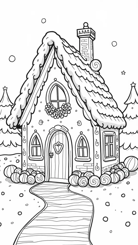 printable gingerbread house coloring page